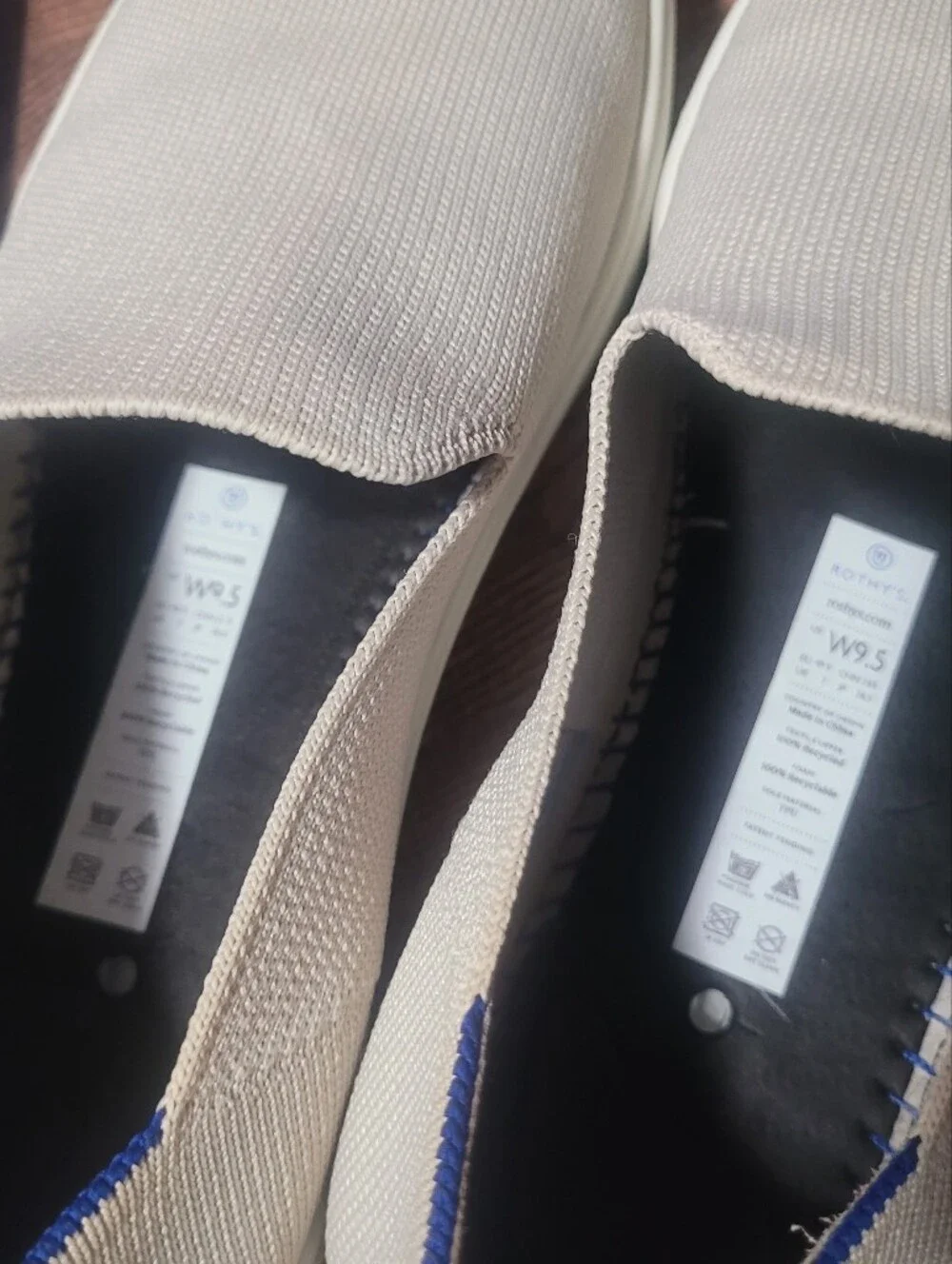 Rothys The Original Slip On Sneaker Beige Sand Women’s Size 9.5 Comfort Shoes